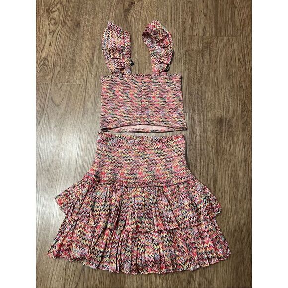 Reset by Jane Flutter CHERIE SMOCKED Top & Smocked Mini Skirt Set Size Small NWT - Picture 4 of 5